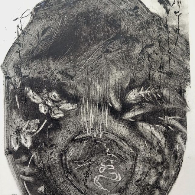 Vertical Strata Monotype With Monoprint 81gsm Satogami Paper 54cm X 73cm