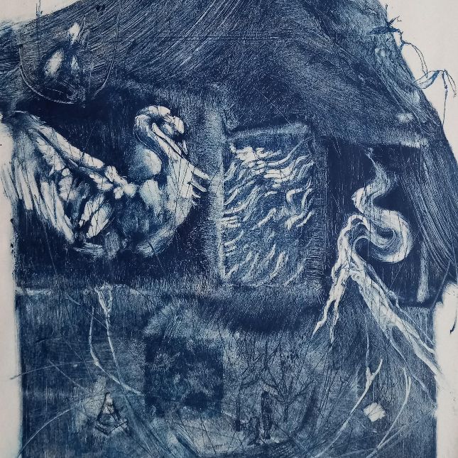 River Fragment Monotype With Monoprint 81gsm Satogami Paper 54cm X 73cm