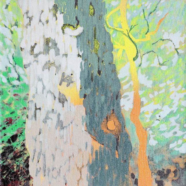 Tree Scar 20cm X 20cm Acrylic And Spray Paint On Canvas Board